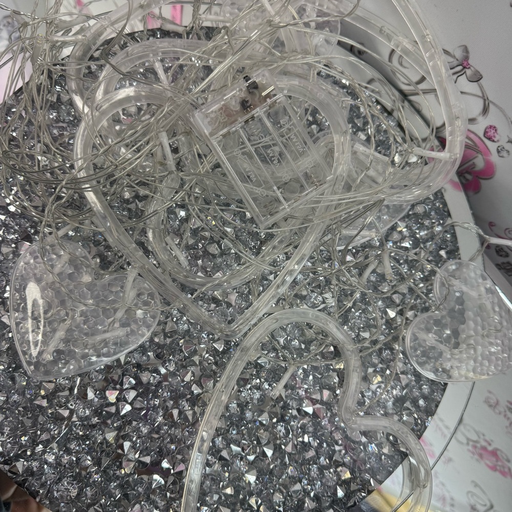 Clear Heart String Lights - Decorative LED Heart Garland